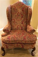 Wing Chair, Chenile Paisley, 48” Tall, 32” Wide