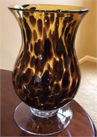 Art Glass Vase or Pillar Candle Holder 7” Round