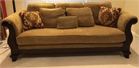 Upholstered Sofa, Sleigh Style Couch, 90” Long,