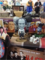 Set of three Black and White 3 stooges statues