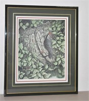 Christine Marshall Ltd Ed Lithograph - Woodpecker