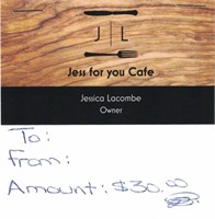 $30 Gift Certificate Jess for You Café Hillsburgh