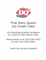 Gift Certificate - 8" Round  Dairy Queen Cake