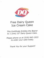 Gift Certificate - 10" Round  Dairy Queen Cake