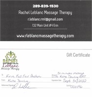 Gift Certificate 30 Min. Massage - Katie Dowling