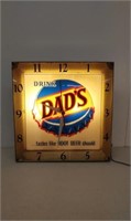 Working Dad's Root Beer lighted ad clock