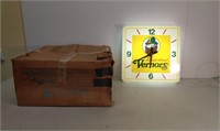 Working Vernors lighted ad clock in box