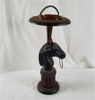 Vintage Metal Horse Head Pedestal Ashtray Holder