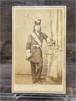 c. 1864 CDV Civil War Solider Sword & Unusual Hat