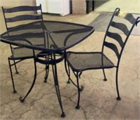 *Vintage Wrought Iron Patio Set with Ladderback