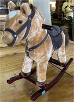 Toddler Plush Rocking Horse with Saddle and Wood