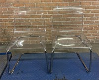 Mod Lucite and Chrome chairs, a pair