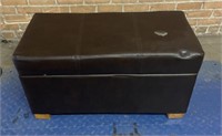 Storage Bench Ottoman in Brown Faux Leather