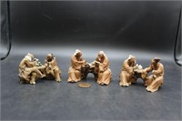 Trio of Handmade Asian Clay Figurines