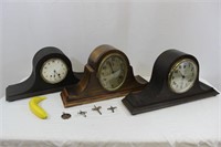Trio of Antique Mantle Clocks