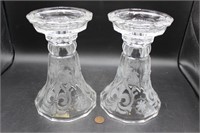Vintage Crystal Fleur de Lis Candle Holders
