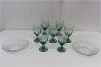 Libbey Chivalry Green Goblets & Bowls