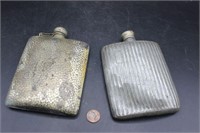 Pair of Vintage Metal Liquor Flasks