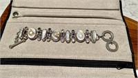 Sterling Silver Mother of Pearl/Amethyst Bracelet