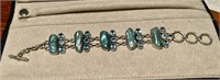 Sterling Silver Bracelet with Blue Toned Stones