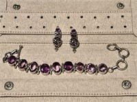 Sterling Silver - Amethyst Bracelet & Earrings