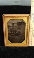 1/4 Plate Ambrotype town building & people