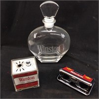 Winston Whiskey Decanter, Table Lighter, &