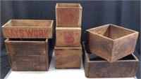 7 ANTIQUE TOBACCO CRATES, APPLE, OUR ADVERTISER,