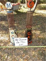 2pc Metal Gas Pump Yard Art - Mobil / Gas