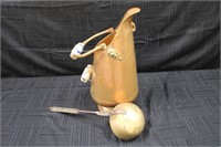 Copper Water Pitcher Porcelain & Lionhead Handle