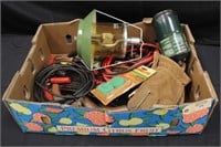 Lot of Tools, lantern, battery cables & tire iron