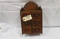 Small wooden 6 drawer wall cabinet
