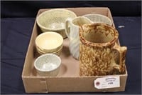 assorted spongeware bowls, pitchers & custard cups