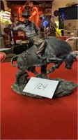 Bull Riding Cowboy Statue 12” Tall by 12” Long