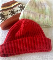 Lot of three woven knit hats