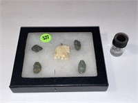 MEXICAN JADE STONE ART WITH DISPLAY CASE & STONE