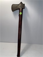 HAND FORGED TOMAHAWK WITH BURNT WOOD HANDLE