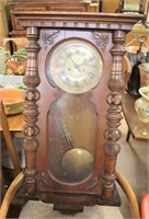 Vintage Walnut Wall Clock w/Pendulum