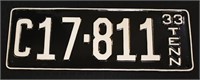 1933 TN Lic Plate