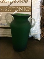 Green frosted glass vase