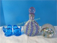 Art Glass - Blue Birds / Paper Weight / Perfume