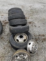 6PC 8 LUG FORD WHEELS AND USED TIRES