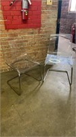 **Mod Lucite And Chrome Side Chairs, a pair