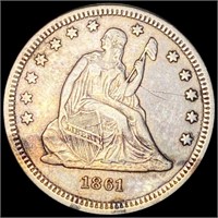 1861 Seated Liberty Quarter NEARLY UNC