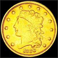1836 $5 Gold Half Eagle CLOSELY UNCIRCULATED