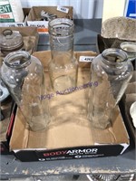 GLASS JARS, ONE WITH CRACK