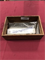 WOOD BOX W/ FOLDING RULERS, 6" PLASTIC RULERS