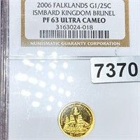 2006 Falklands Gold 1/25 Crown NGC - PF63ULTCAMEO