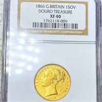 1866 G. Britain Gold Sovereign NGC - XF40 DOURO