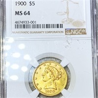 1900 $5 Gold Half Dollar NGC - MS64